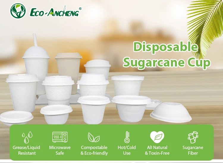 Biodegradable Sugarcane Bagasse Small 2 oz And 4 oz Cup Disposable Sauce Ice Cream Cup With Lid
