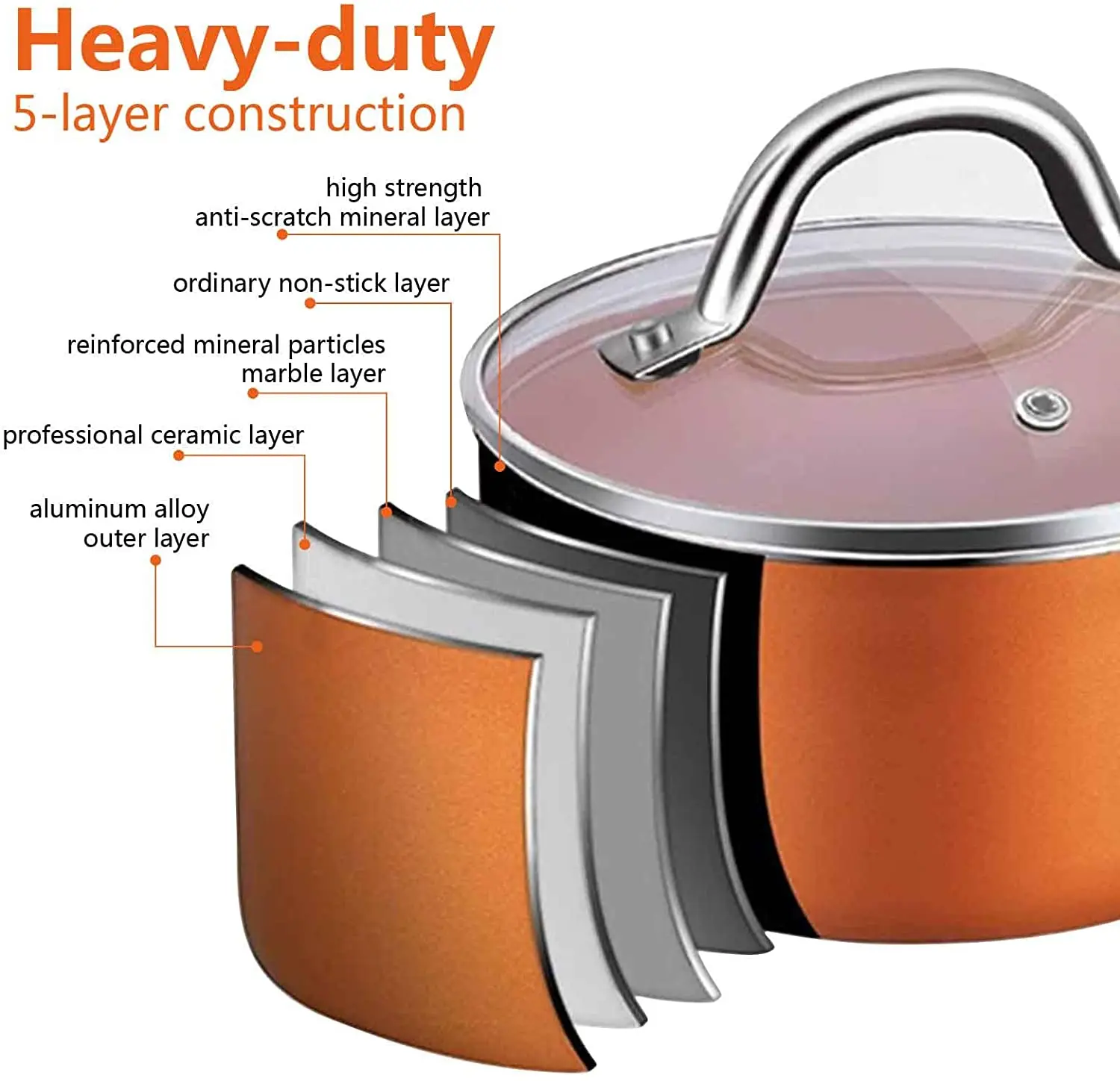 138230  8 piece non-stick pan set Aluminum pan set a glass lid  pot cooker kitchen cooking pan and pot cooker set