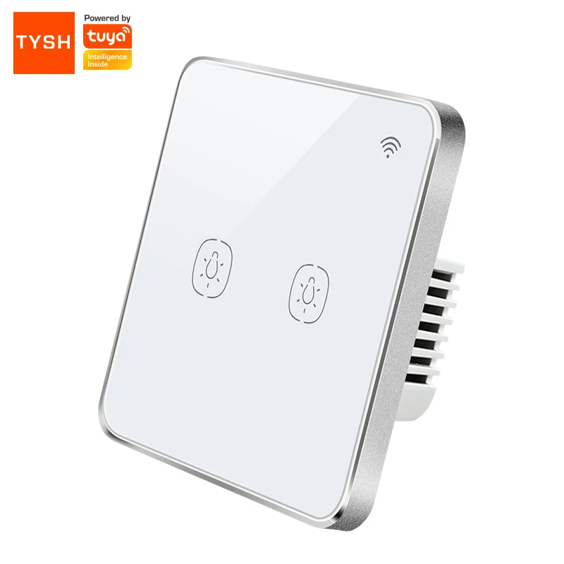 TYSH Smartlife Iot Device App Electronic Smart Wifi Touch Glass Tuya Zigbee Light 2gang Wireless Remote Control Switch