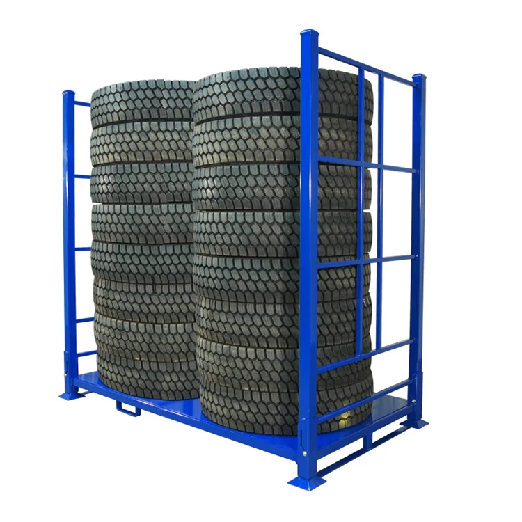 Warehouse Space Saving Tire Storage Rack Store Collapsible Tyre Pallet Storage Spare Stackable Tire Racks for sale