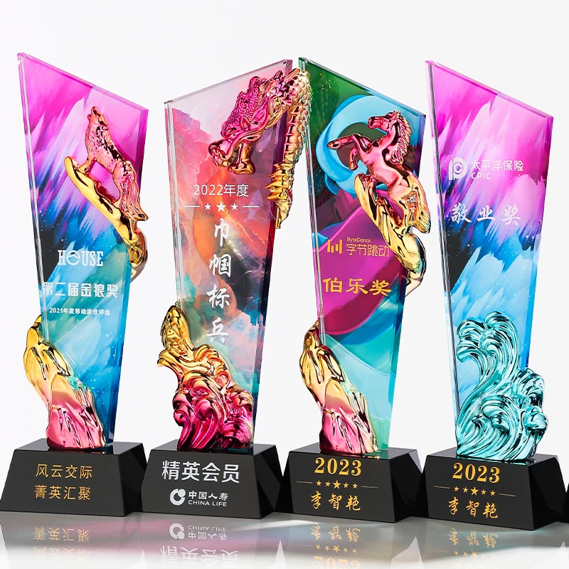 Annual meeting crystal trophy metal trophy resin trophy  custom office ornaments manufacturers wholesale
