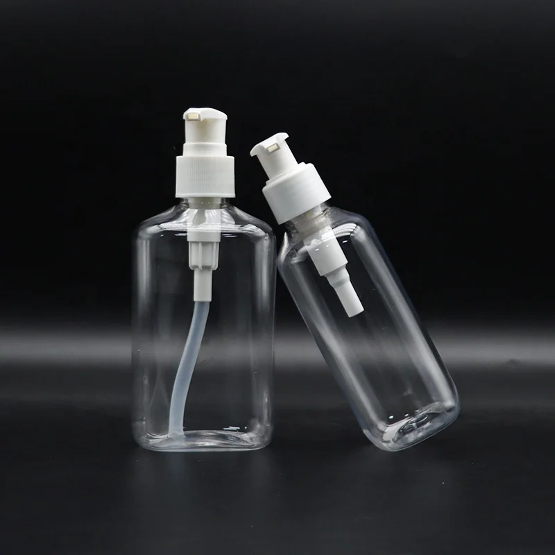 Manufacturer 250ml flat square bottle PET bottle for hand sanitizer shower gel