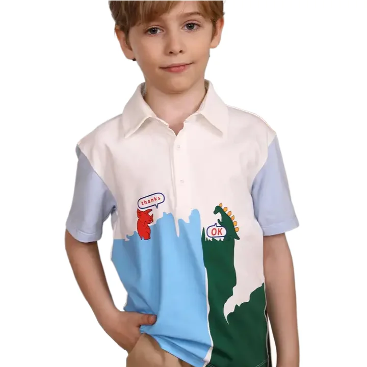 Wholesale Clearance Embroidery Designs Toddler Button Down Polo Shirts For Baby Boys Flannel Shirts Kids Polyester Shirt One Set