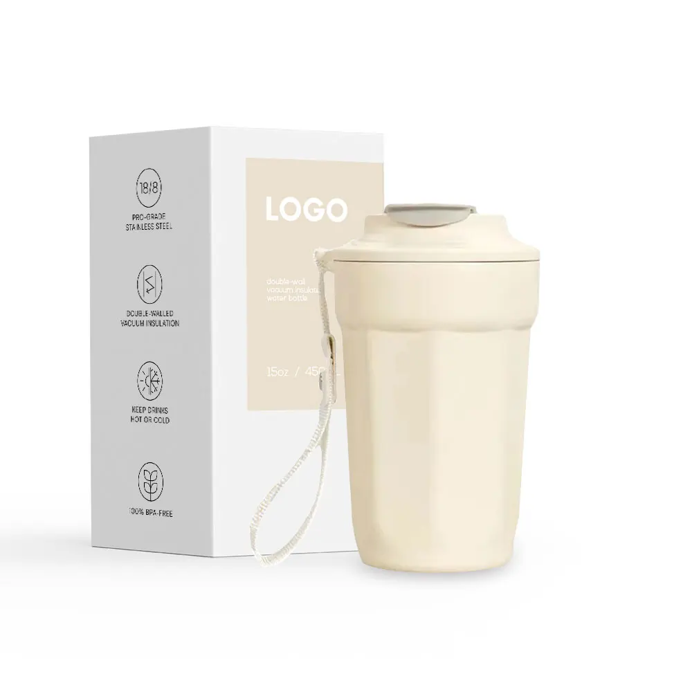 Factory Custom logo 15OZ Double Wall Stainless Steel  Happy Christmas Red Coffee Mugs Vacuum Insulated Water Cup