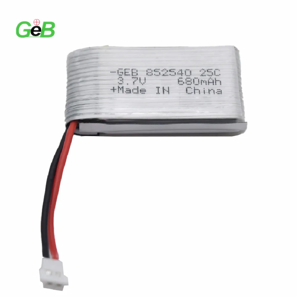 GEB Rechargeable Lithium Polymer Battery 504068 3.7V 1600mAh With 2-pin JST-PH Connector