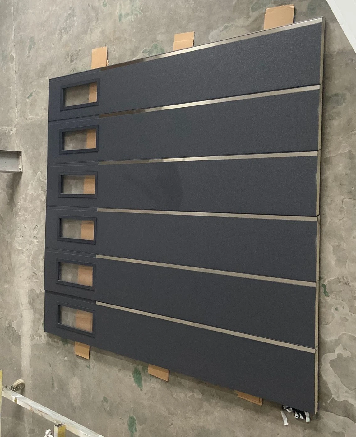 smooth flush steel sandwich panel garage door with windows modern design