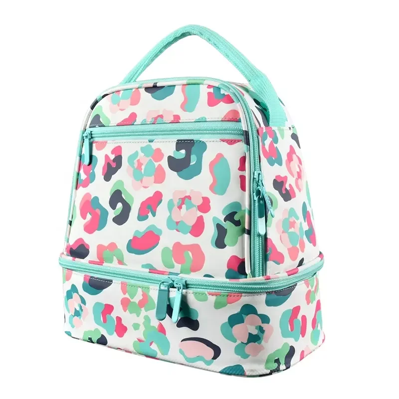 Full Color Printing 2 Layers Lunch Tote Bag With Waterproof Lining School Picnic Set