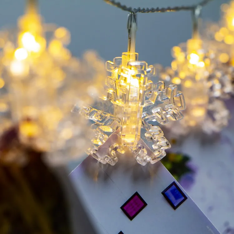 Гирлянда со снежинками, мерцающие гирлянды, работающие от батарейки, Рождественская лампа, Декоративная гирлянда с зажимом для фотографий для праздника и вечеринки