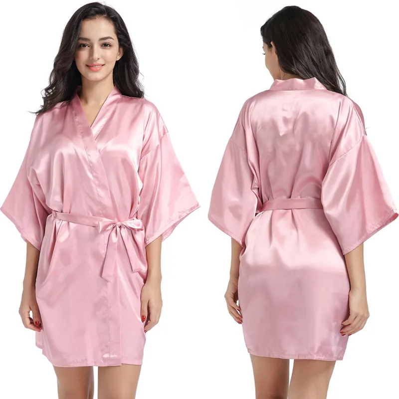 Luxury Satin Silk Robe Women Bride Bridesmaid Night Grown Wedding Party Women Sleepwear Morning Dress Kimono Bridal Robes