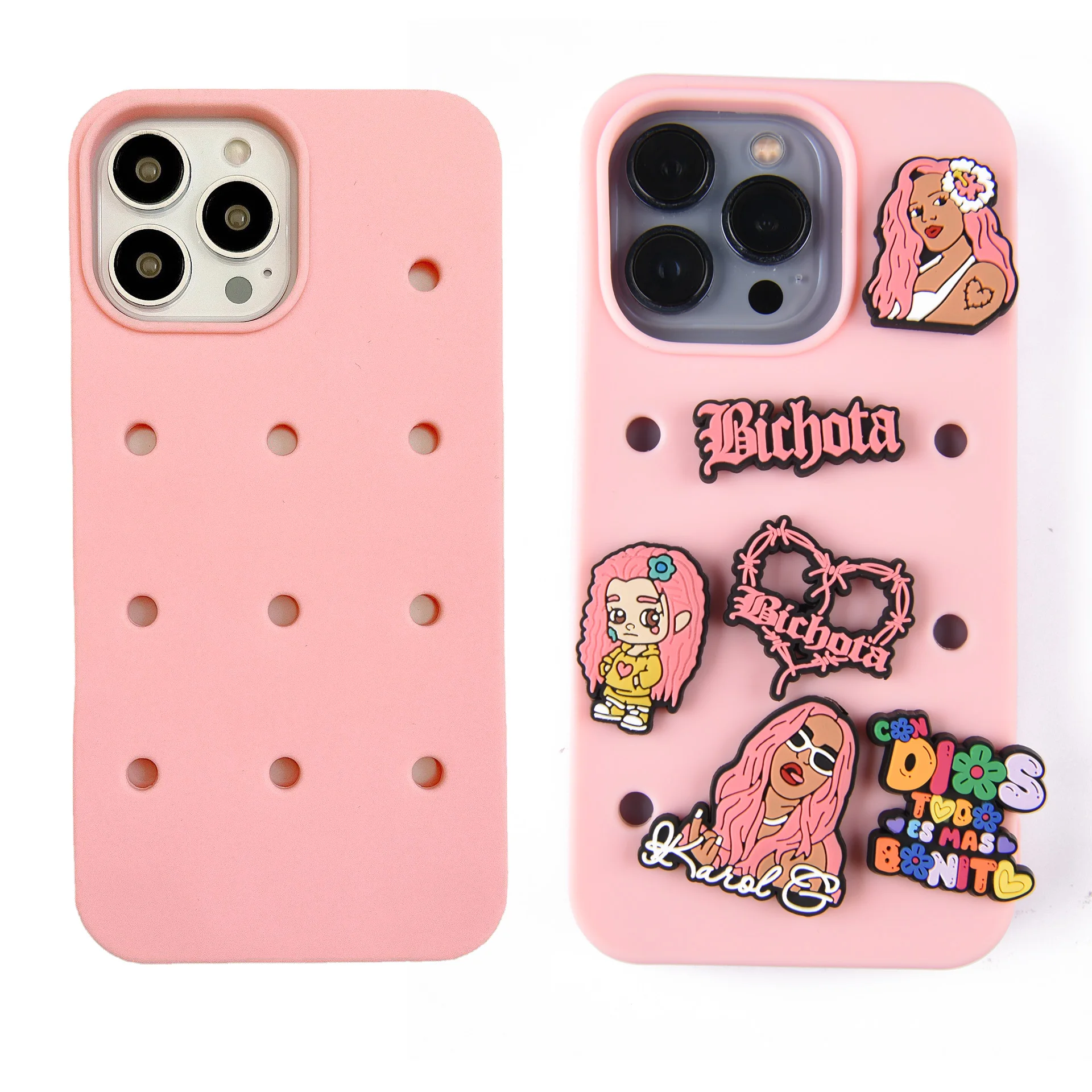 high quality waterproof silicone cell phone case with holes diy phone case for iphone 11 12 13 pro max hold croc charms