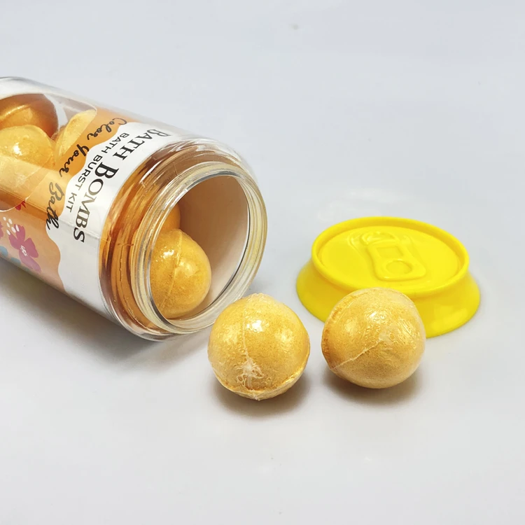 flower heart foot shape bath steamer fizzer tablet in Soda can packaging bath bomb oem odm little bath gift for kid