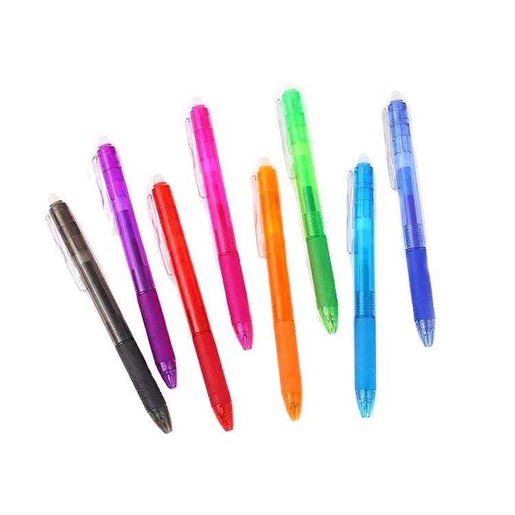 STASUN Multi-Colored Plastic clip Retractable erasable ink gel pen with rubber grip