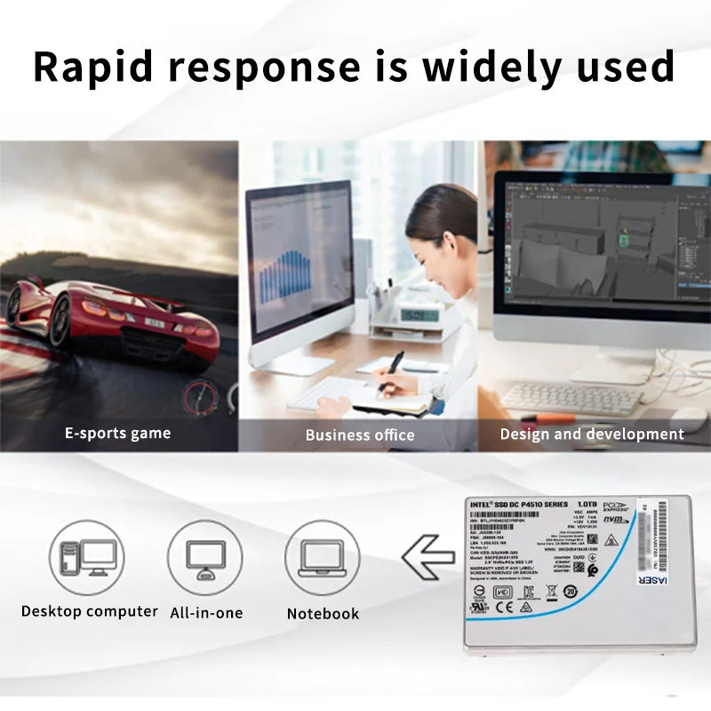 Hot Original Internal Server SSD DC P4510 Series 1.0TB  2.5in PCIe 3.1 x4  3D TLC 1T 2.5 Inch Solid State Drive For Server