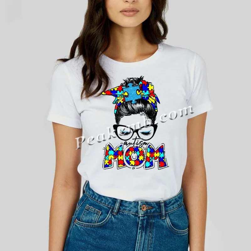 Packaging & Printing Services Autism Mom Heat Transfer Designs for Woman t shirts