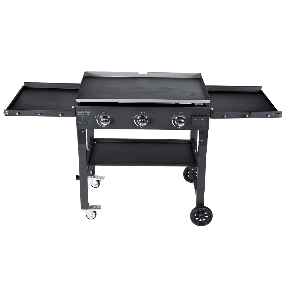 Outdoor Griddle Station 3 Burners Restaurant Portable Grill Griddle For Camping