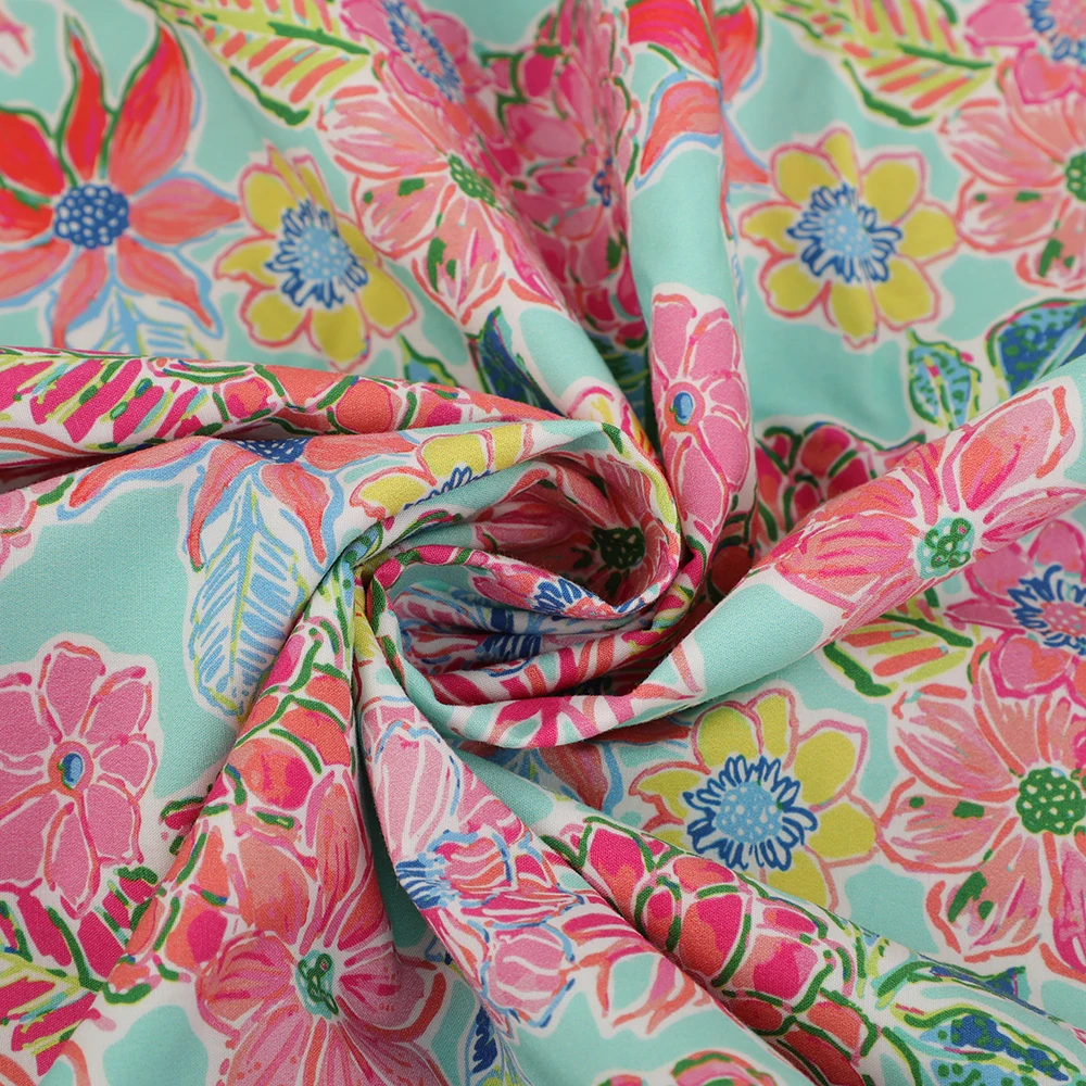 organic green 100% cotton woven digital print fabric printed cotton poplin By The Yard For Baby Clothing Women Shirt