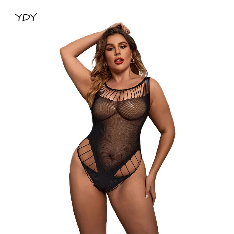 Body stocking sexy lingerie Wholesale Plus size xnxx.co hollow Nylon Fishnet Bodystocking for Women