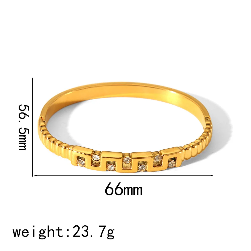 Diverse styles 18k gold open titanium steel bracelet high-grade ins light luxury zircon stainless steel hand jewelry