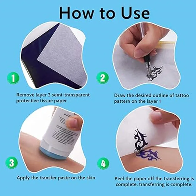 A4 Size Copy Cheaper Spirit Copier Paper Thermal tattoo stencil transfer paper for Tattoo Beginner Artist 100 Sheets/box