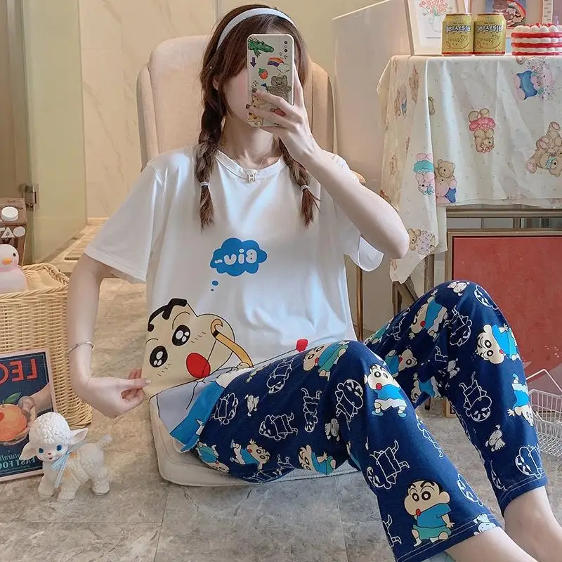  Baju Tidur летние Пижамные комплекты с коротким рукавом героями