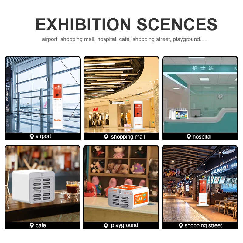 Besiter 6 slot rental stackable powerbank cell phone charging station powerbank 8000mah power bank station vending machine