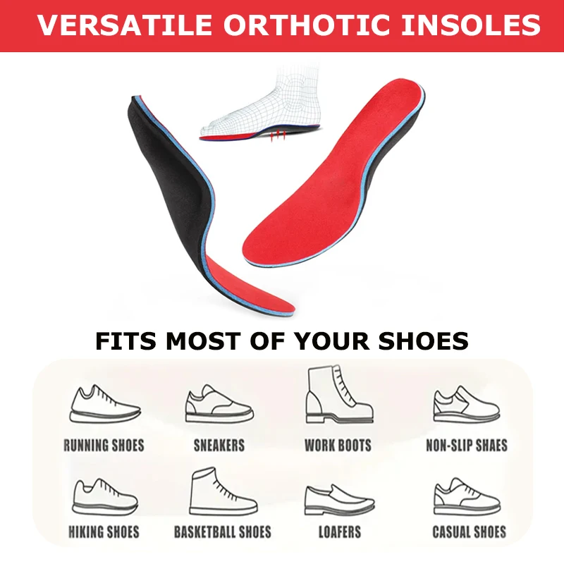 High Grade Shock Absorption Material Sport Pain Relief Arch Support Insole Plantar Fasciitis Orthotic Orthopedic Insoles