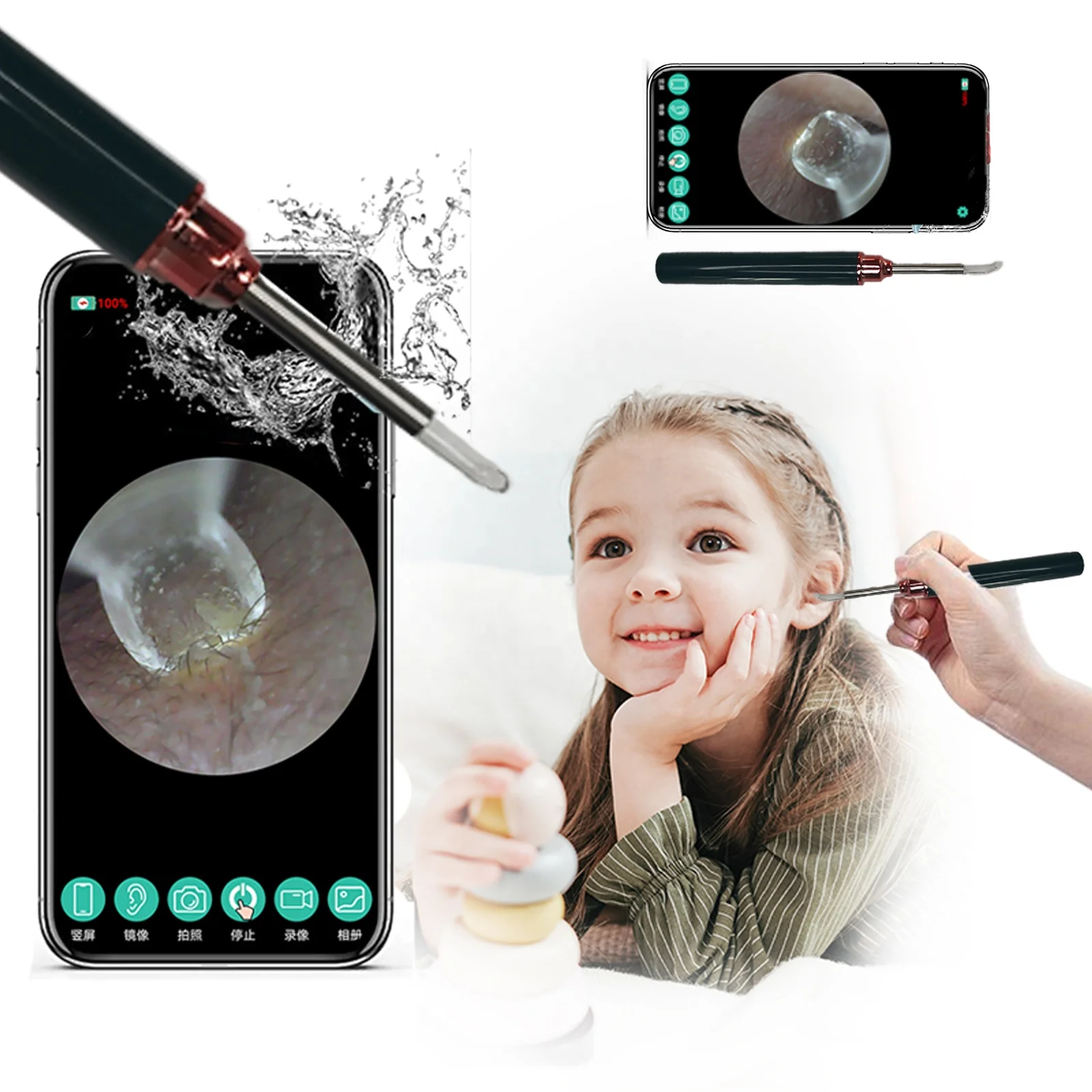 
2021 ear wax Removal endoscope Ear Picks Wifi wireless smart visible waterproof Ear Pick Cleaner Spoon tool with Camera Sensor 
