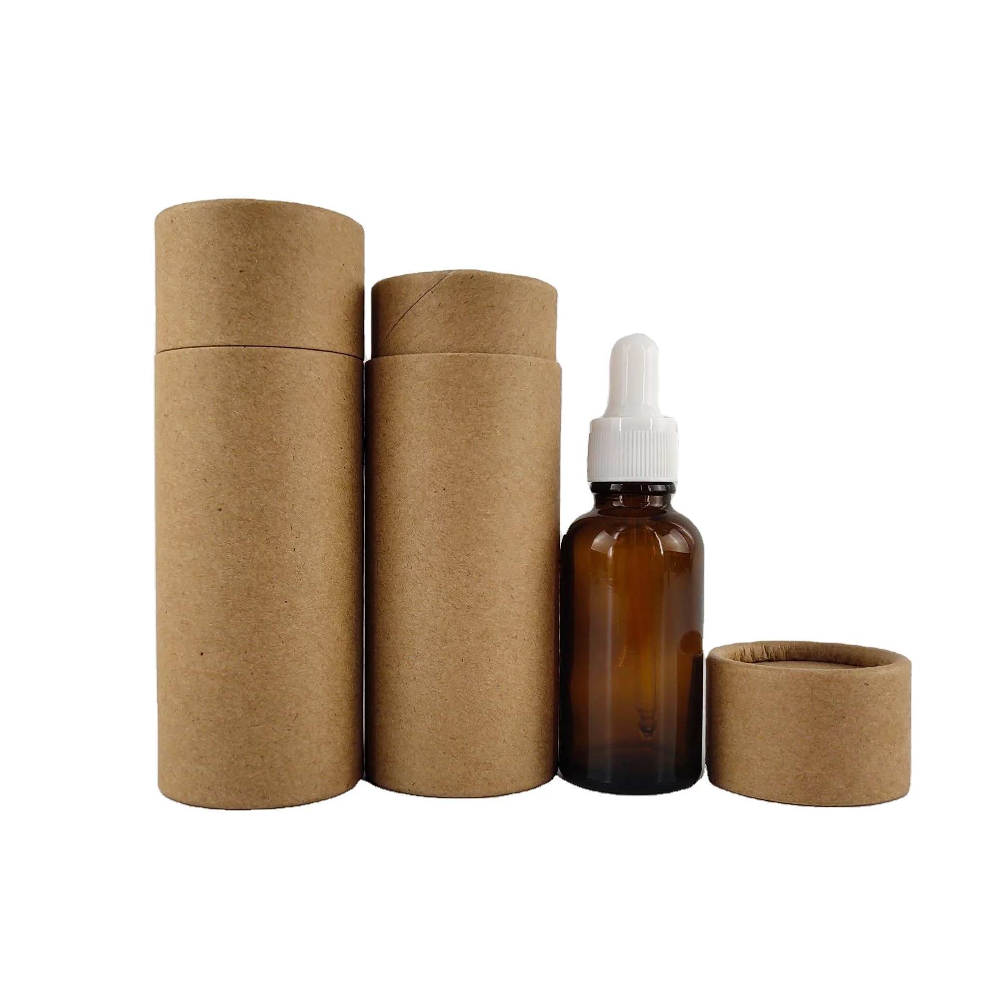 Recyclable Kraft paper cardboard perfume essential oil 30ml 50ml glass dropper bottle packaging tubes