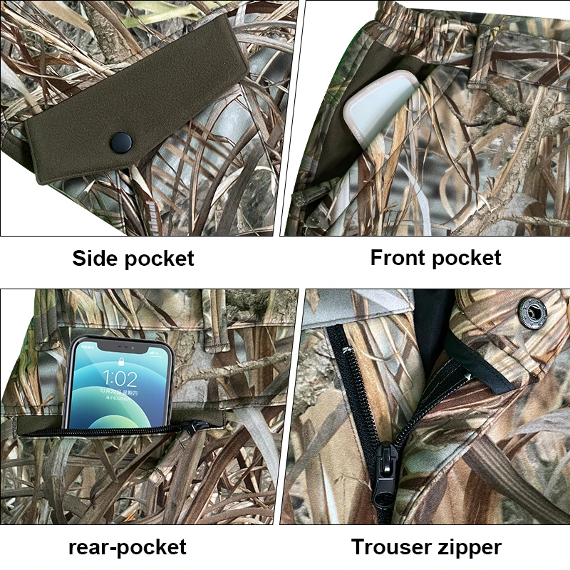 Custom Outdoor Winter ski Battery Heated Hunting Pants Camo Trousers Mens Womens Fishing Skiing Warm Rechargeable Heated Pants