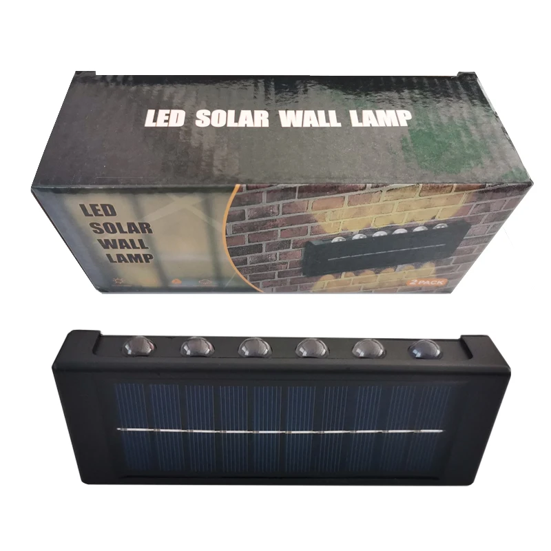 12 LED Solar Wall Light UP and Down Illuminate Outdoor Sunlight Sensor Lamp IP65 Waterproof Modern Nordic Style