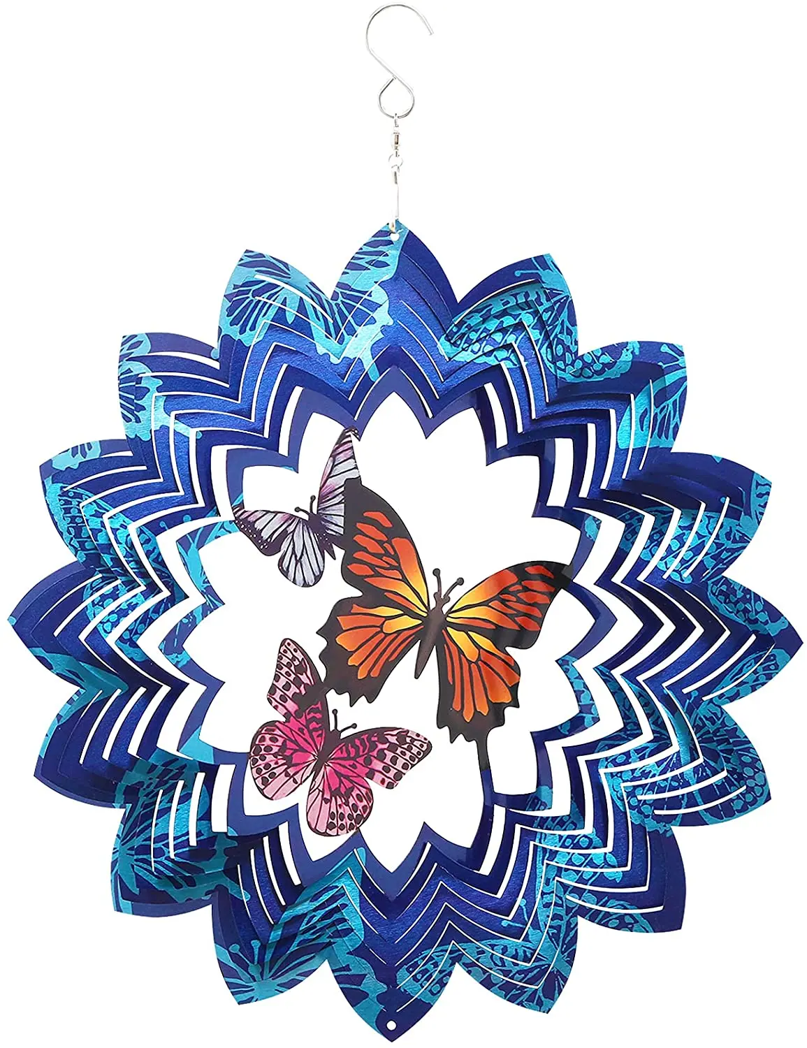 Butterfly Wind Spinner ,3D Shiny Mesmerizing Art Patio Ornament,12 Inch Stainless Steel Big Wind Catchers Home Decor Gifts