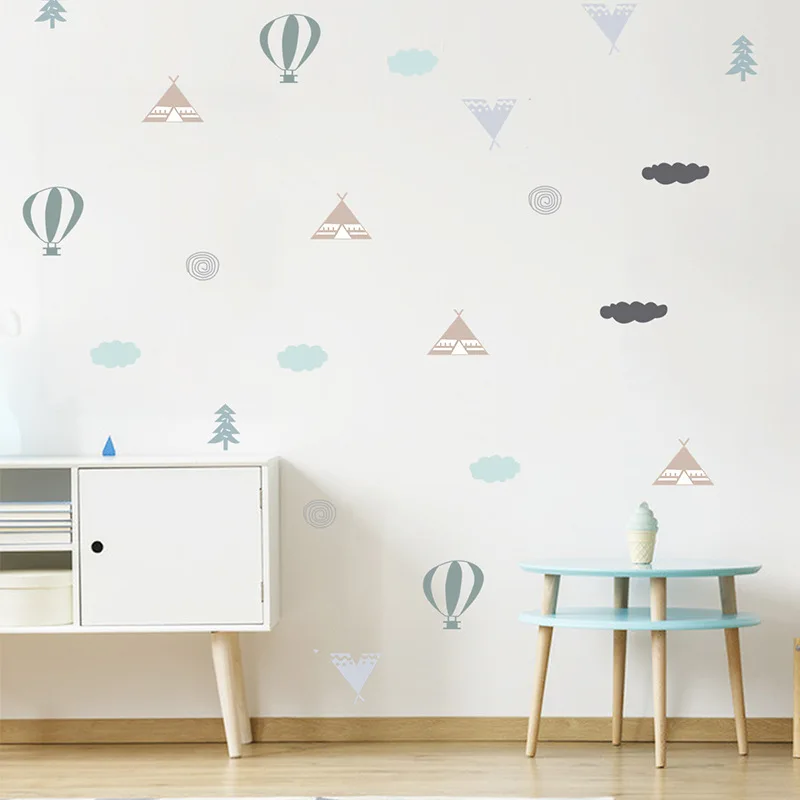 Cartoon hot air balloon bathroom stickers waterproof for wall sticker for kids room decorative