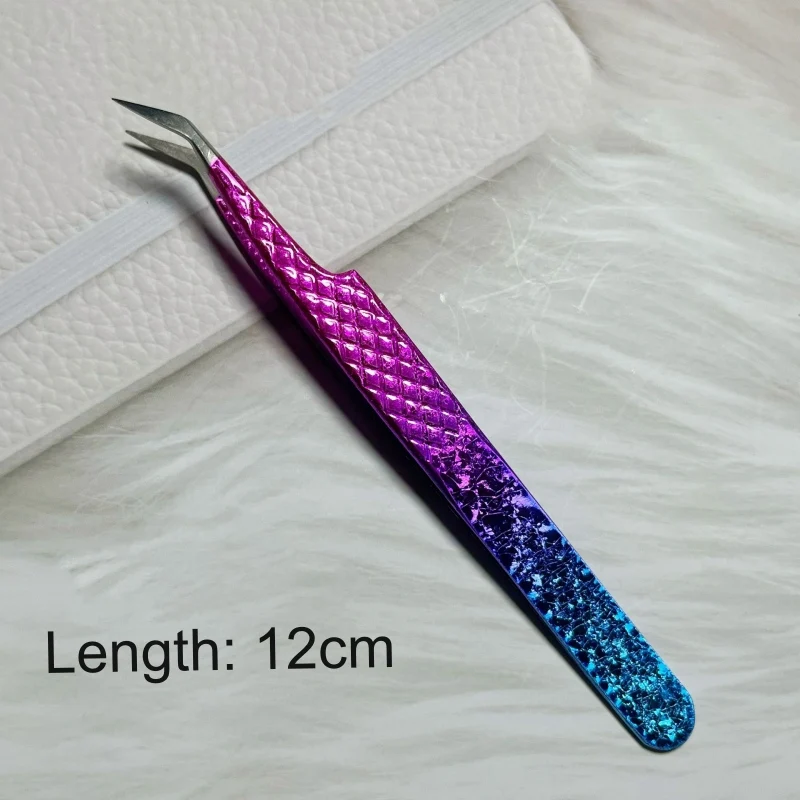 New Style Stainless Steel Lash Tweezer Set Private Label Glitter Ice Flower Tweezer for Eyelash Extension