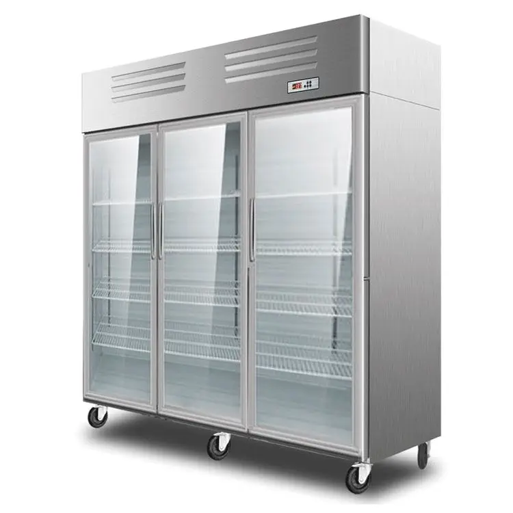 Luxury 3 Glass Door Commercial Supermarket Air-cooling Display Refrigerator Display Freezers