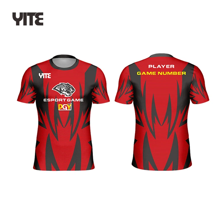 High Quality Professional Custom Esports Jersey Free Design Cool Red Black Gaming Jersey Shirt