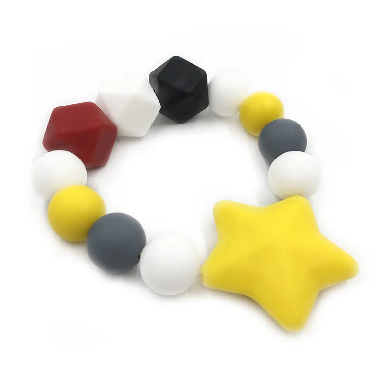 Wholesale Safe Infant Food Grade Silicone Beads Molars Bracelet Baby Teething Pacifier Teether Bracelet factory sell