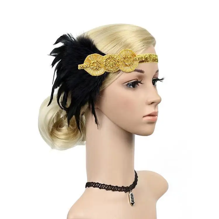 Hot Sale 1920S Vintage Headpiece Feather Flapper Headband Prom Headdress