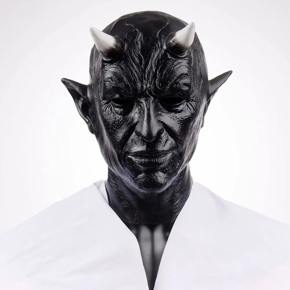 3D Cosplay Mephistopheles Mask Costume Prop Devil Killer Latex Horror Demon Horn Mask Helmet Party Masquerade Carnival Halloween