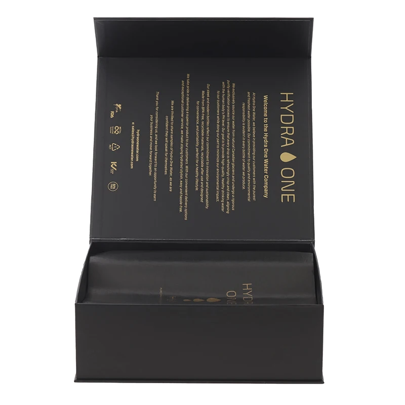 Hot large black custom logo gift box magnetic closure hard rigid cardboard packaging box luxury book shaped paper box