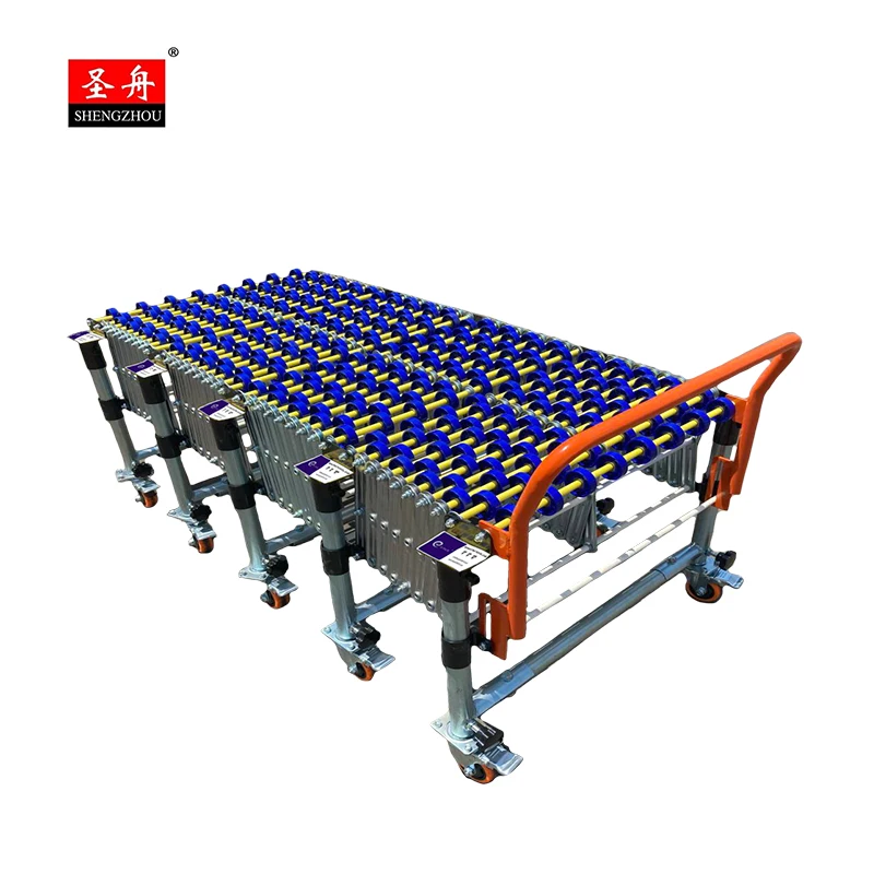 Flexible conveyor assembly line expandable gravity skate wheel conveyor system