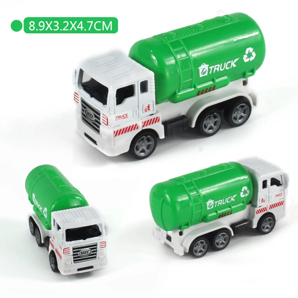 Wholesale  Truck Pull Back Alloy Garbage Track Friction Motal Model Car Truck Diecast Sanitation Vehicle Boy Toy