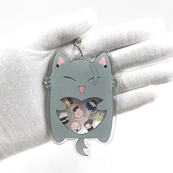 Custom Diy Backpack Jewelry Accessories Men Women Anime Cute Dog Key Ring Open Acrylic Shaker Keychain