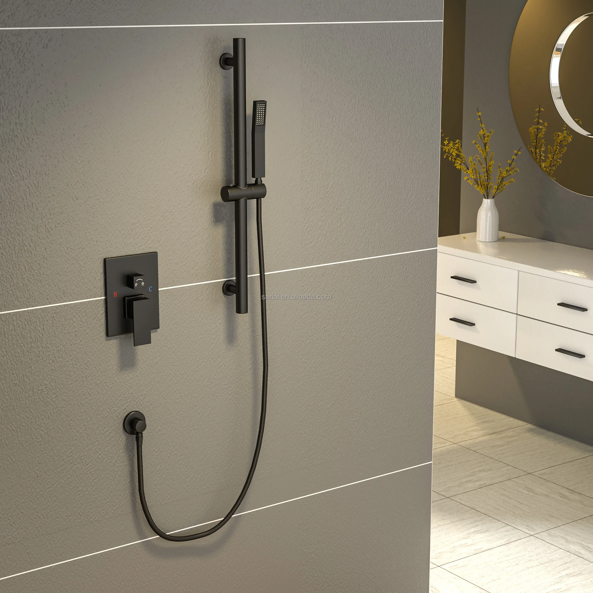 Black Rain-Shaped Shower Set Luxury Shower Rain Heads Showers Multifunction Set