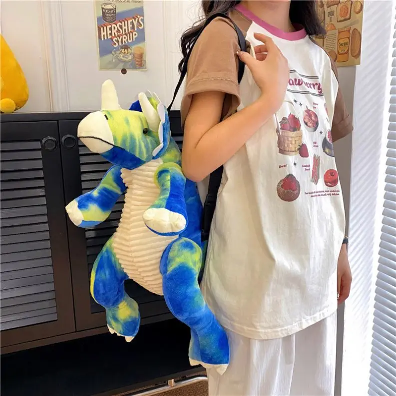 Stuffed PP Cotton Dinosaur Backpacks Children Casual Bags Cartoon Animal Dinosaur Plush Backpack Wholesale