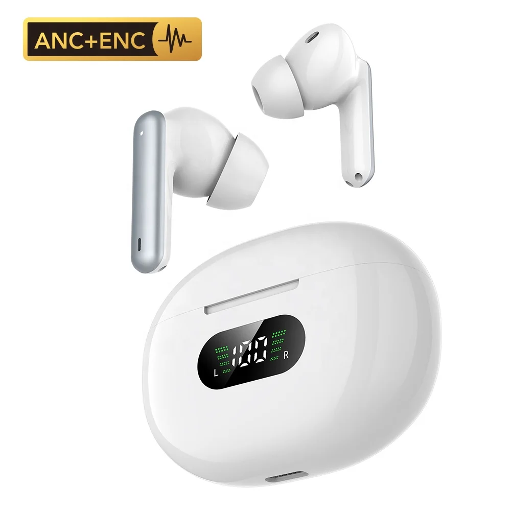 High quality wireless bluetooth headphones anc enc tws with battery screen