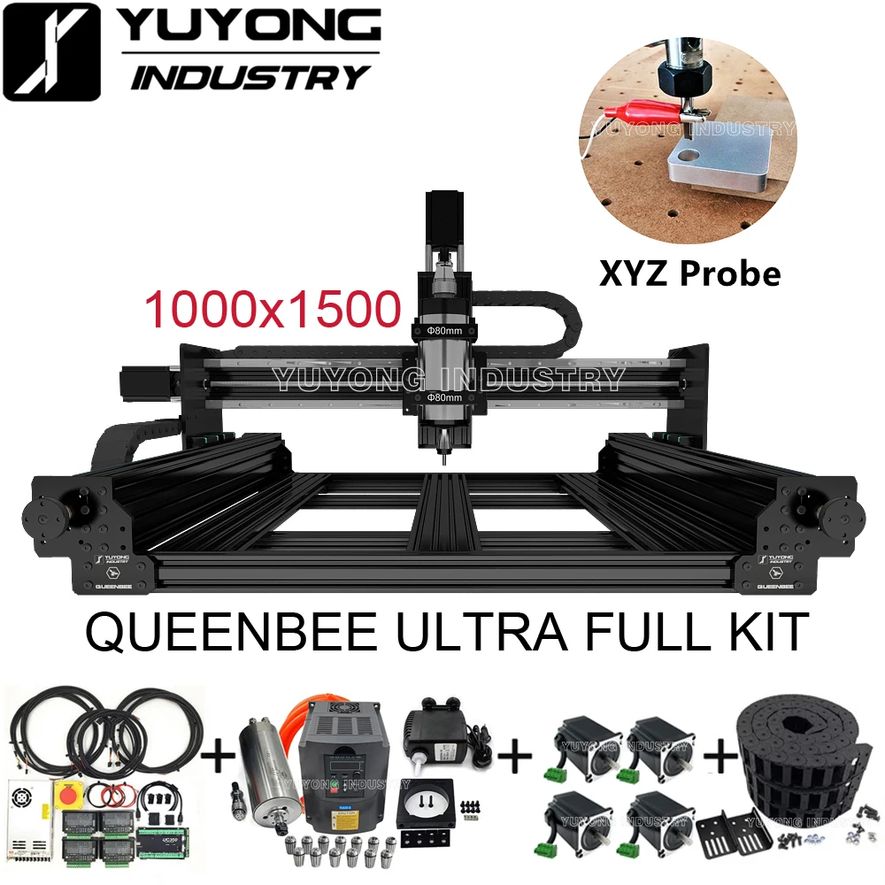 Black 1015 QueenBee ULTRA CNC Full Kit with Linear Rails upgrade WorkBee wood router ith Linear Rails upgrade 4 Axis Woodworking