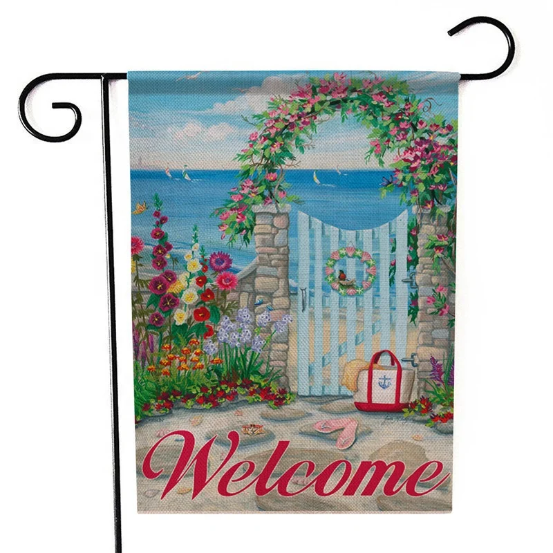 
2021 New Personalized Custom Double Sides Printed Burlap Or Polyester Summer Spring Sublimation Blank Garden Flags 