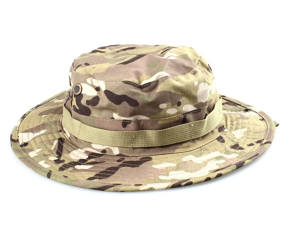 Desert Jungle Camo Tactical Boonie Hat Custom Design Logo String Hunter & Fisherman Hat Tactical Boonie Bucket Hat