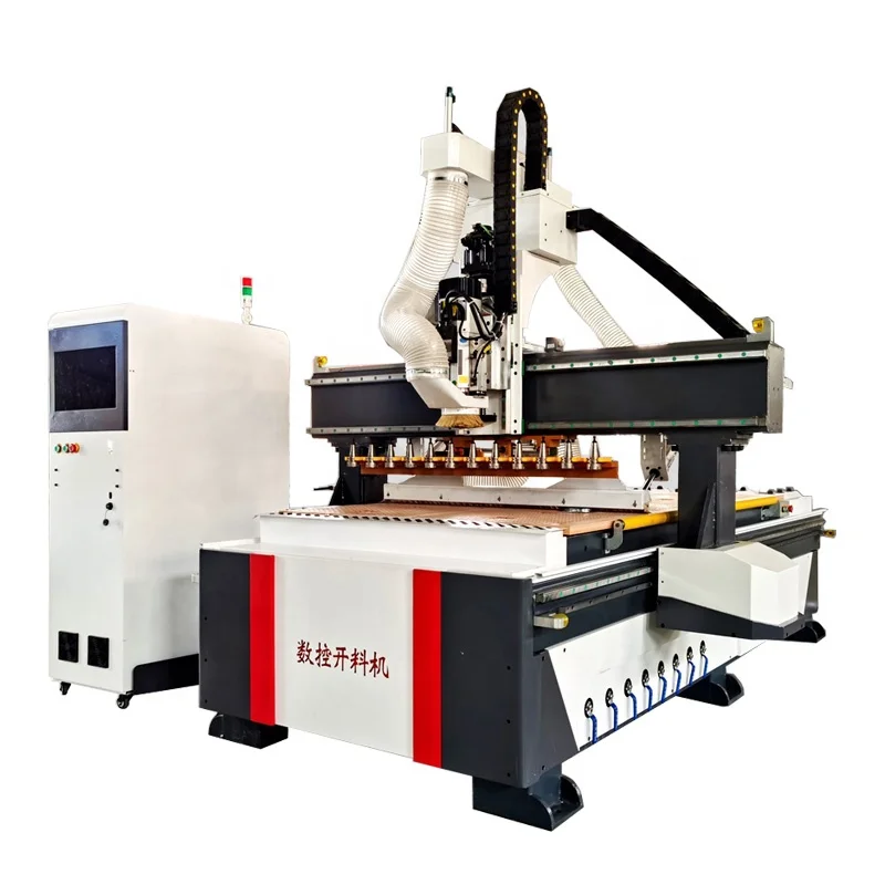 China factory 1325ATC Nesting CNC router machine with 12 automatic tool changers under gantry