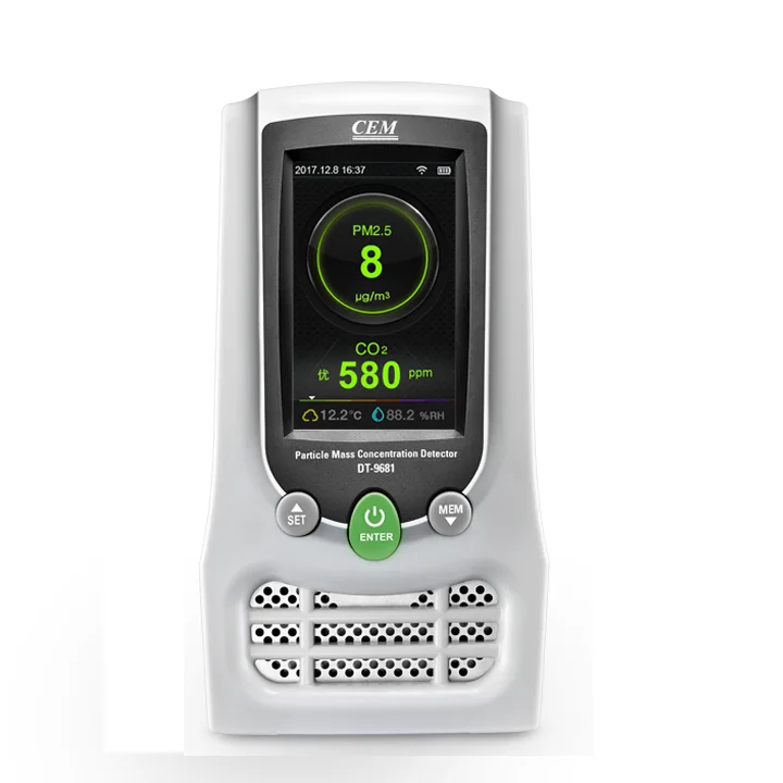 CEM DT-9681 Air Quality Detector Particle Mass Concentration Monitors Formaldehyde(HCHO)PM2.5/PM10 CO2 Humidity Temperature